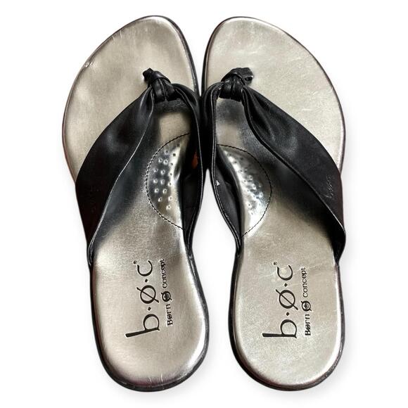 New! BOC Børn Concept Women's Sandals Shoes Size 6M Black Leather Flip Flop - Picture 7 of 7